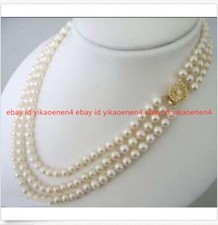 3 Rows 7-8mm Genuine White