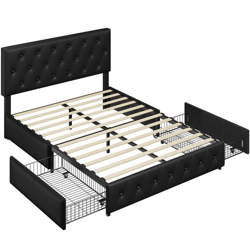 Faux leather upholstered bed - upholstered,