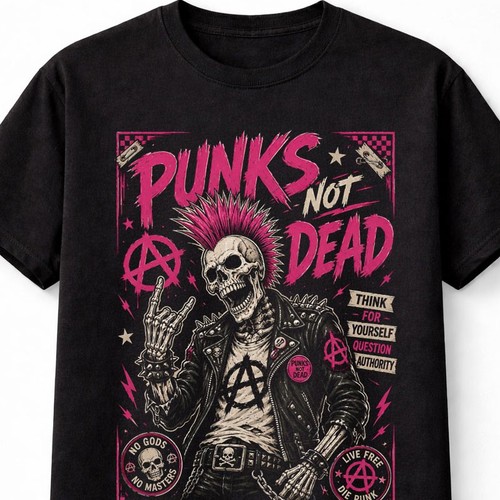 Punks not dead punk - rock, skull