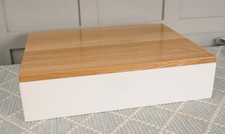 Urbansize Mid Century Danish Style Oak & White Large Floating Bedside Table (F)