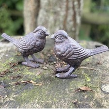 Set Of 2 Cast Iron Bird Garden
