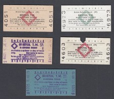 FIVE British Railways Board Platform Tickets Bristol T.M.
