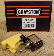 GRAYSTON 30AMP TOGGLE SWITCH WITH AIRCRAFT STYLE FLIP COVER - YELLOW - GE345Y