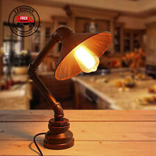 Vintage Industrial Desk Lamp Steampunk Rustic Red Water Pipe Bedside Table Lamp