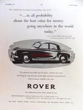 ROVER '105R' 1958 Saloon Car Print - Original Auto Advert