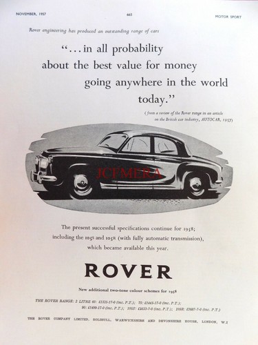 Rover 105r 1958 saloon car - '105r',