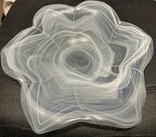 Clear/White Swirl Glass Centerpiece Bowl  Flower 39cm Widest Part