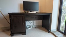 IKEA oak effect dark wood desk