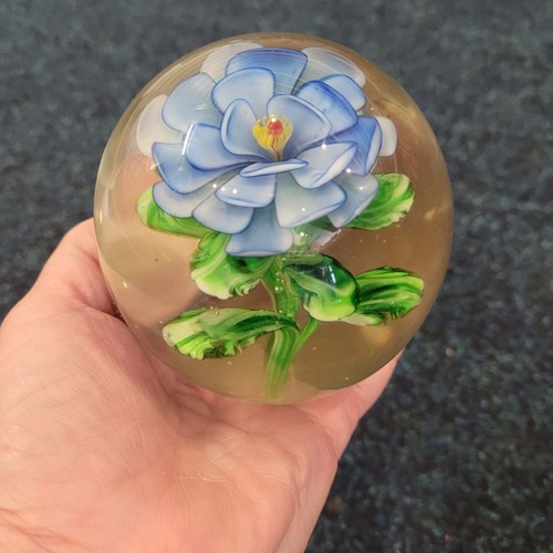 Vintage lampwork blue flower - vintage,