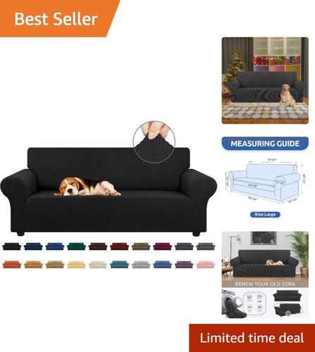 Black couch slipcover - couch,