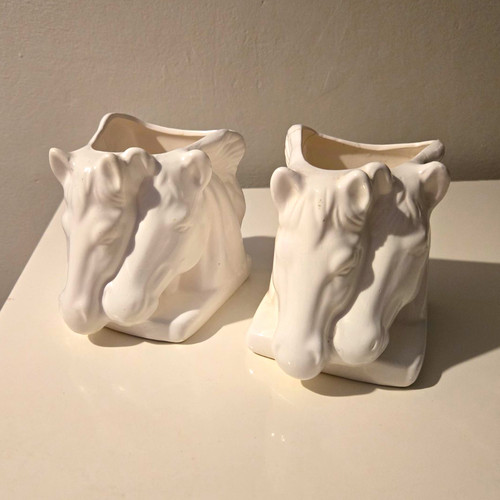 Vtg mcm white ceramic horse - white,