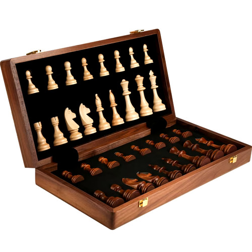 Wooden design folding chess - wooden,
