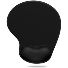 BLACK ANTI-SLIP MOUSE MAT PAD WITH GEL WRIST SUPPORT PC & LAPTOP