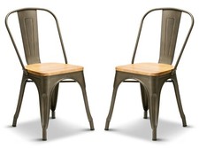 2 Gun Metal Oak Wood Seat