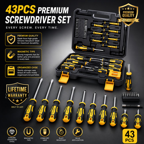 43pc magnetic screwdriver set - magnetic,