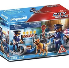 Playmobil 6878 City Action Police Roadblock with Dog - Brand New In Box