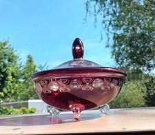 Bohemian Clear & Red Cut Glass