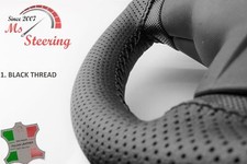 PERF. LEATHER STEERING WHEEL COVER FOR VOLVO C303 BLACK SEAM