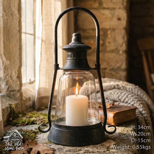 Old black lantern - old,