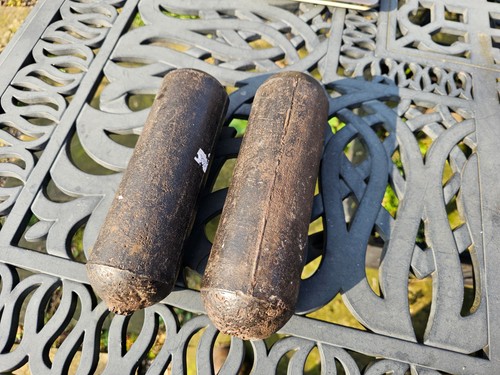 Pair antique cast iron weights - iron,