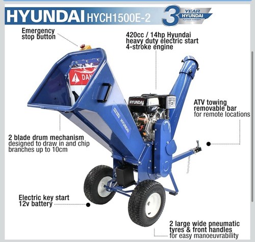 Petrol wood chipper 14hp - wood,