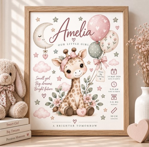 Personalised baby girl giraffe - baby,