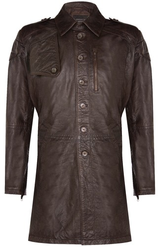 Mens brown leather trench coat - mens,