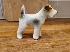 Ceramic Airedale Terrier Dog Ornament Figurine Glazed Vintage White