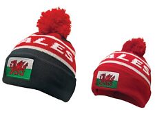 New 2025 Wales Cymru Black or Red 6 Nations Rugby Footy Embroidered Bobble Hat