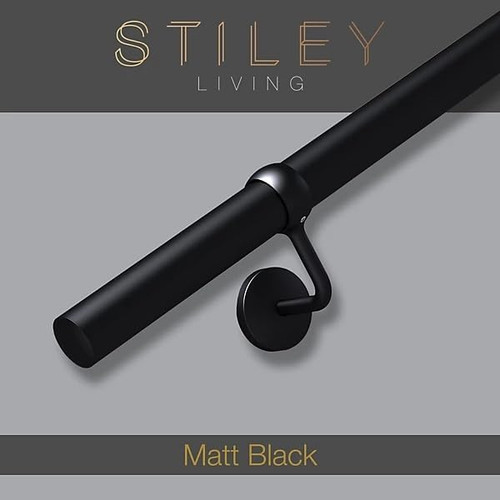 Matt black handrail wall - matt,