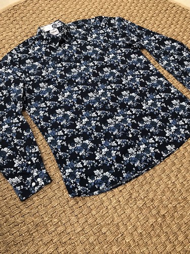 Duchamp blue navy floral - blue,