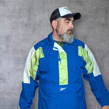 90s Reebok Smock Track Jacket Festival wear UK Med Vintage Shell Suit