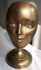 Vintage brass theatrical face mask on stand 1970's. Great centrepiece. 20cm tall