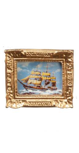 Ornate golden framed ship - ornate,