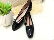 Ladies Pumps Womens Petened Leather High Quality Flat Shoes Black Size 41/8 UK