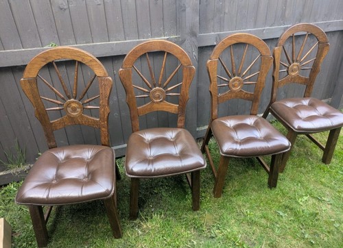 Set solid oak wheelback - of,