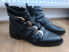 Faith black leather ankle - black,