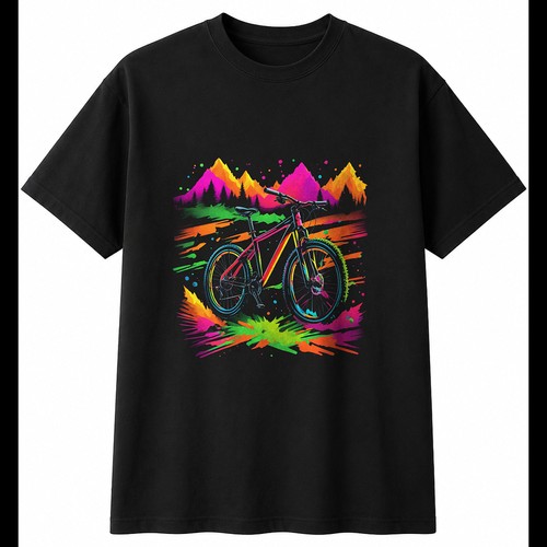 Mountain bike torn paper - mountain, retro