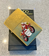 Brand New 2003 ZIPPO Lighter MARLBORO YAMAHA MOTORCYCLE RACING Gold Dust Case