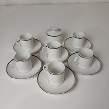 Vintage Thomas Germany Ceramic Medallion 13 Piece Coffee Set White WRDC