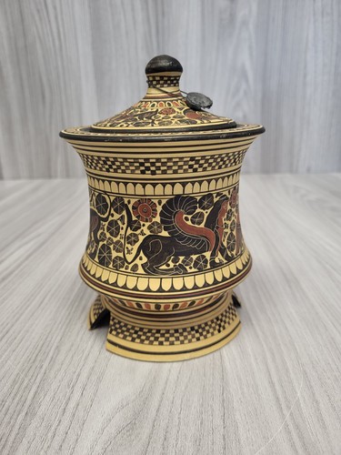 Corinthian pyxis handpainted - corinthian,