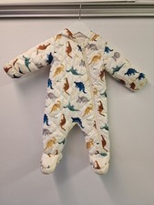 Dinosaur Print Cream Pram Snow Suit Age 3-6 Months TU