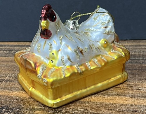 Chicken blown glass christmas - chicken,