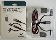 Official Cupra 3-in-1 MFI charging & data cable - USB-C, Lightening, MicroUSB