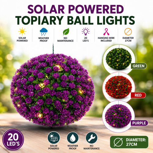 Solar powered topiary ball led - powered,