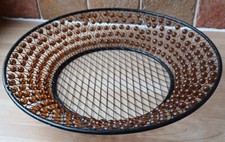 Amber Bead Wire Fruit Bowl, 11" (28cm) diameter, retro, vintage, shabby chic