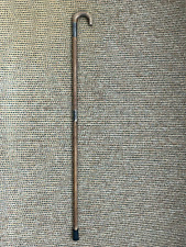 Vintage Wooden Walking Stick with Metal Leaf Design Hiking Cane Ferrule Tip 33"