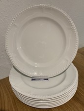 8 X Churchill Super Vitrified Hotel Ware Scallop Rim Dinner Plates 25.5cm VGC 