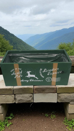Festive wooden trough planter - trough,