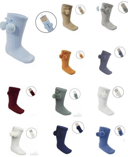 Baby socks knee - high, pom